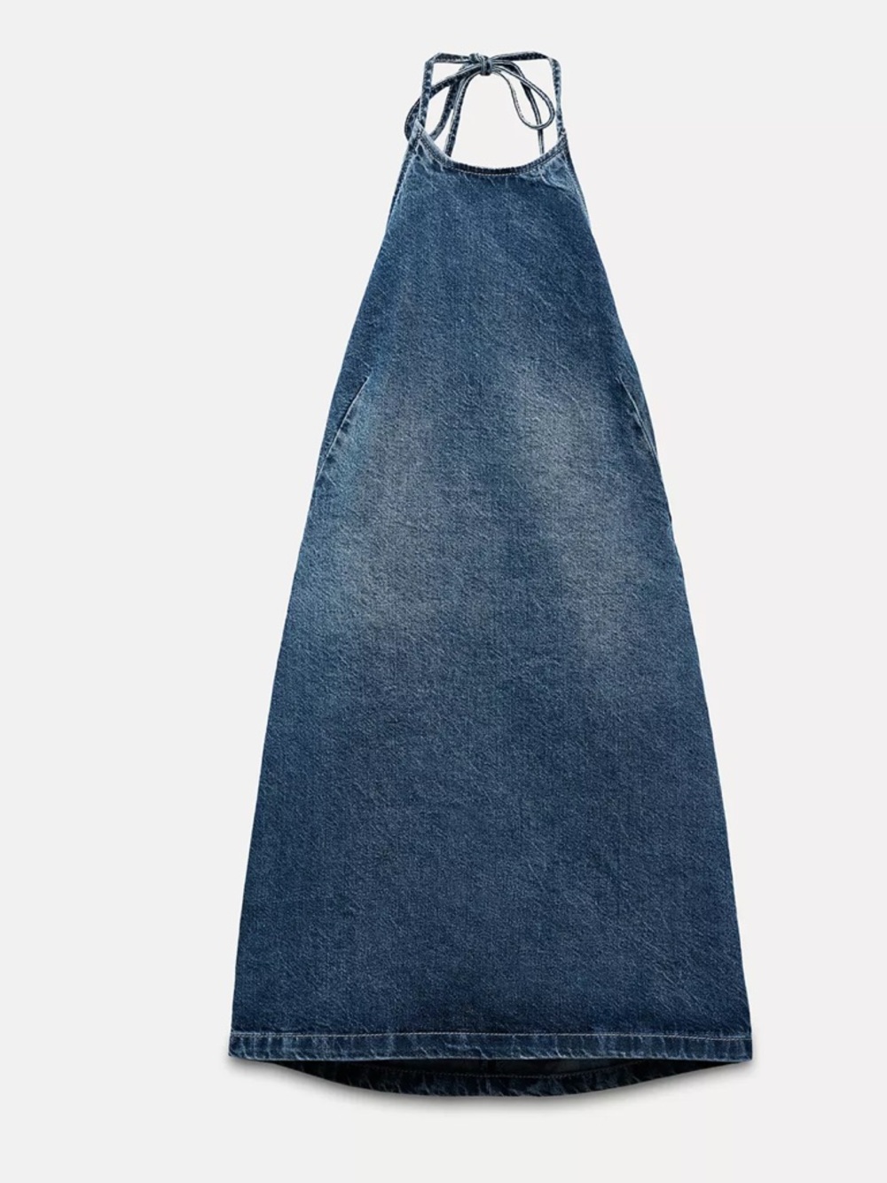 Zara Denim Halter Maxi Dress - Medium Blue